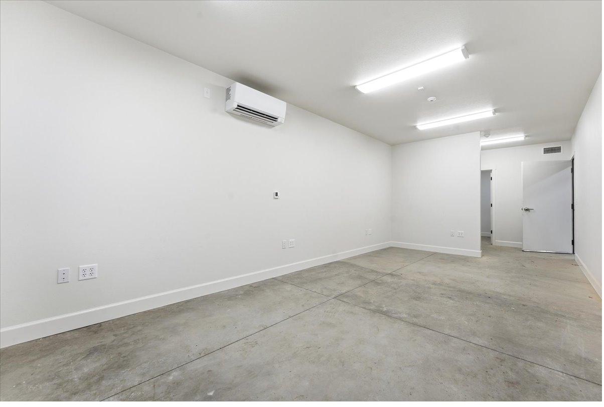 Office interior with ductless heat pump